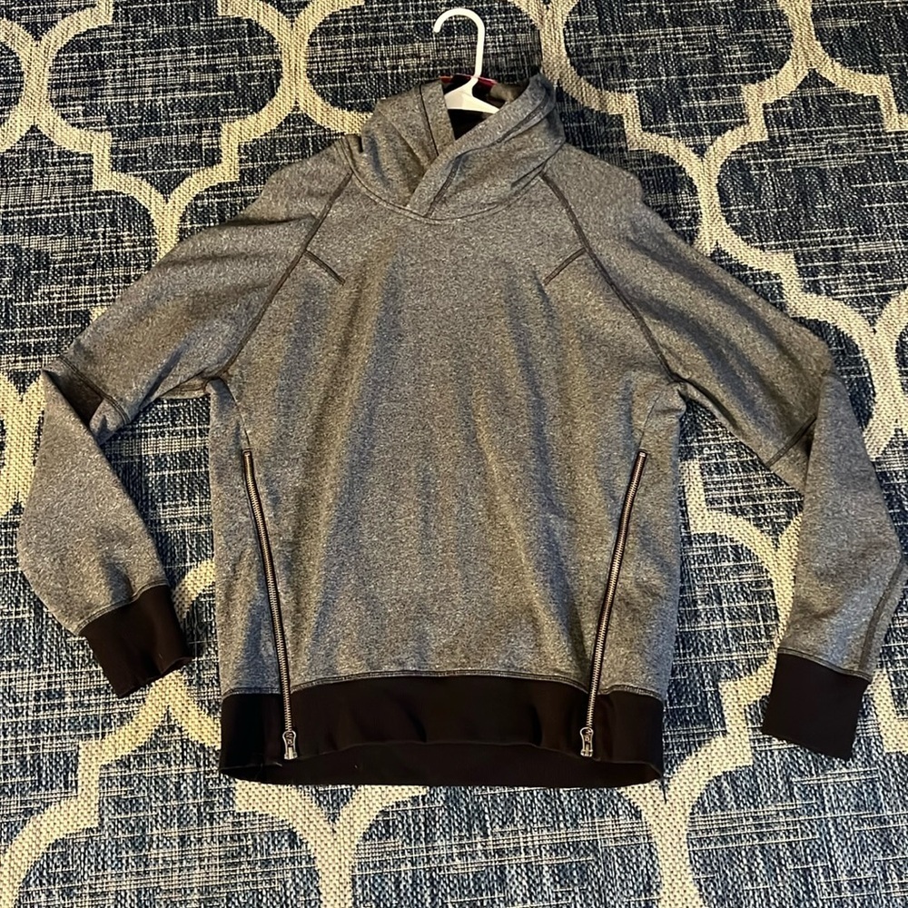 Lululemon OM Hoodie women’s size 6 heather gray black athleisure full‎ zip